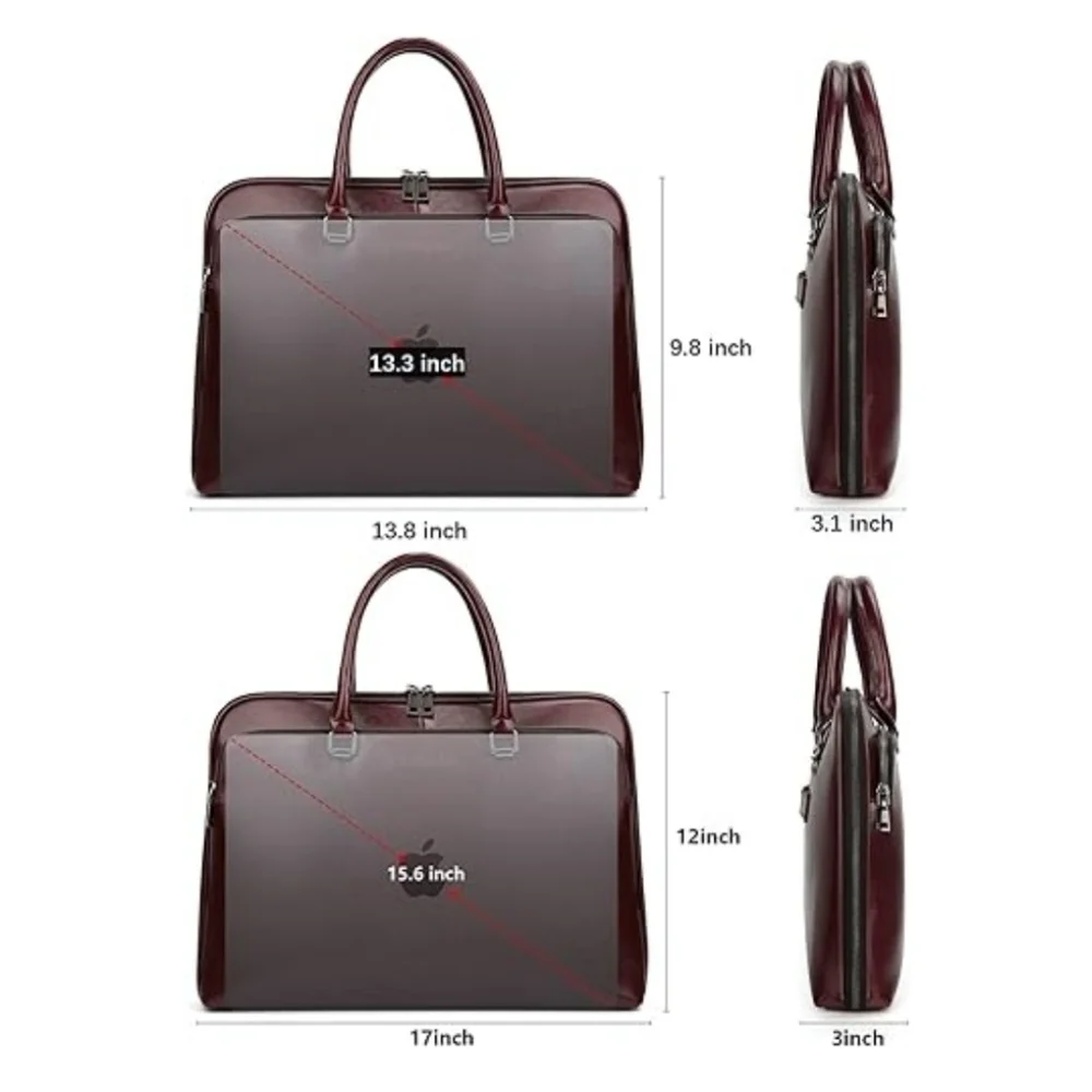Blofinche Laptop Messenger shoulder bag Genuine Leather Briefcase 13.3 15.6 Inch
